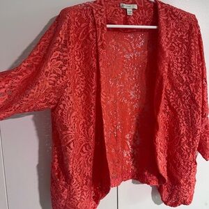 Cato Coral Lace Cardigan Sweater